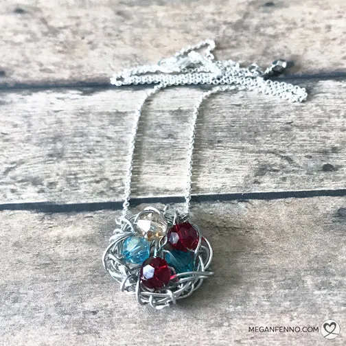 Customizable 'Momma Bird' Silver or Gold Nest Necklace