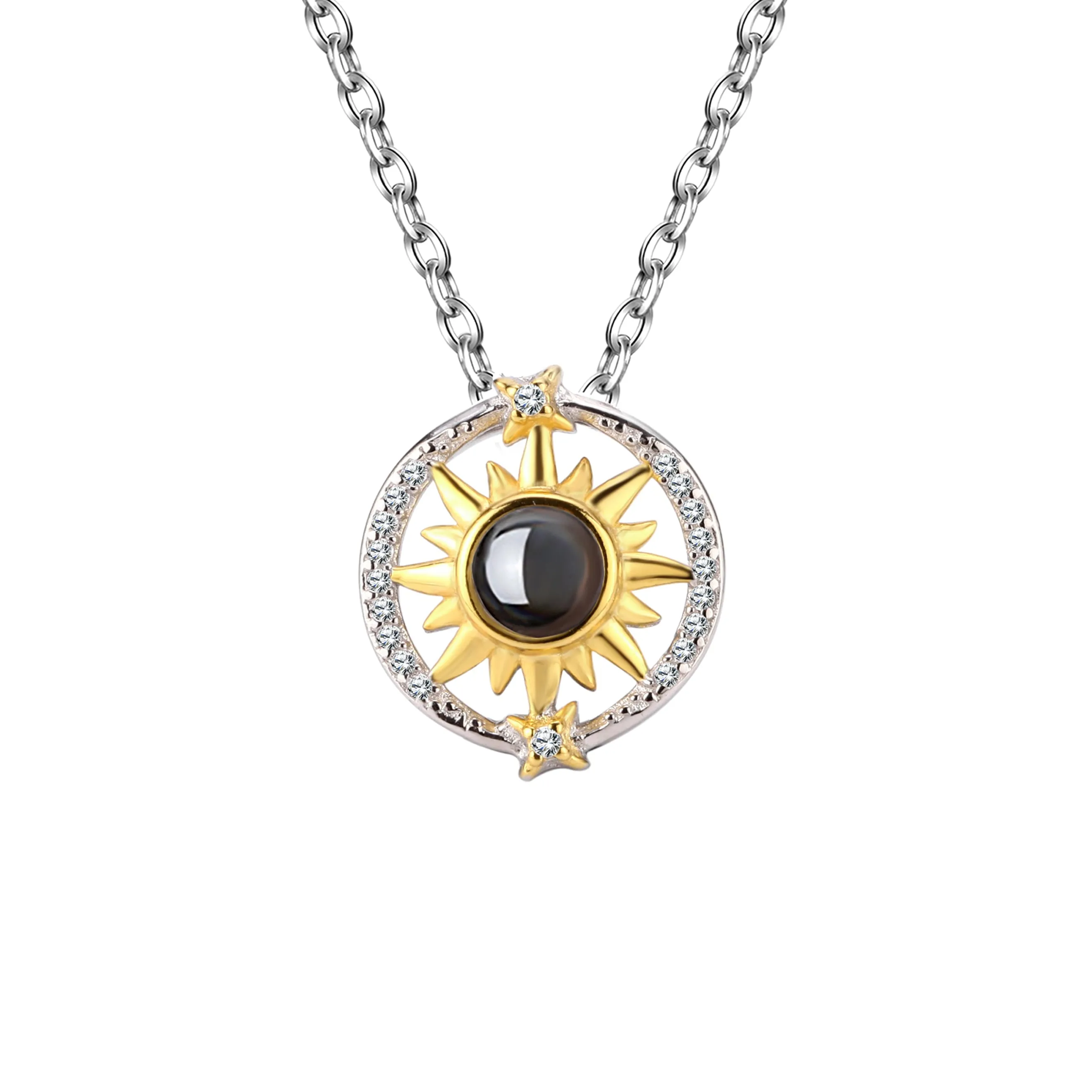 Customizable photo sunflower Projection Necklace Pendant Jewelry