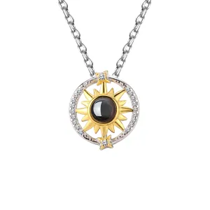 Customizable photo sunflower Projection Necklace Pendant Jewelry