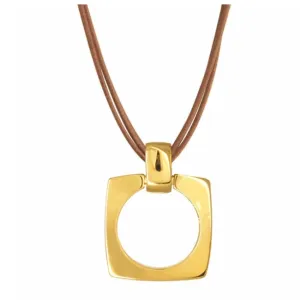 CXC Aldaba Leather Necklace - Gold