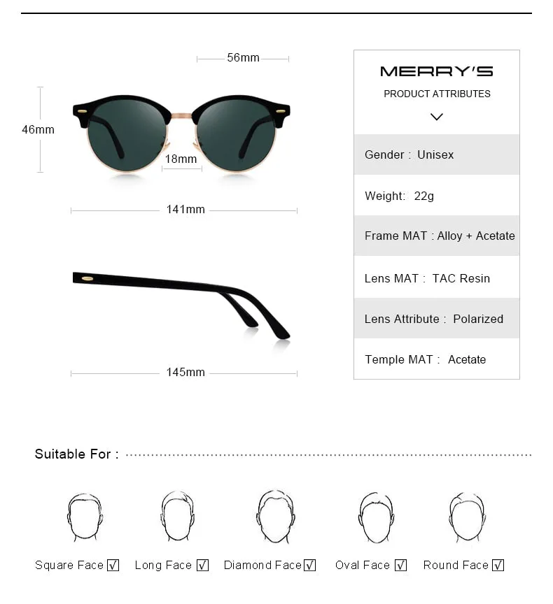 Designer Men Women Classic Retro Rivet Polarized Unisex Glasses Fashion Eyewear UV400 Protection Sunglasses