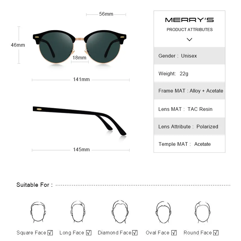 Designer Men Women Classic Retro Rivet Polarized Unisex Glasses Fashion Eyewear UV400 Protection Sunglasses