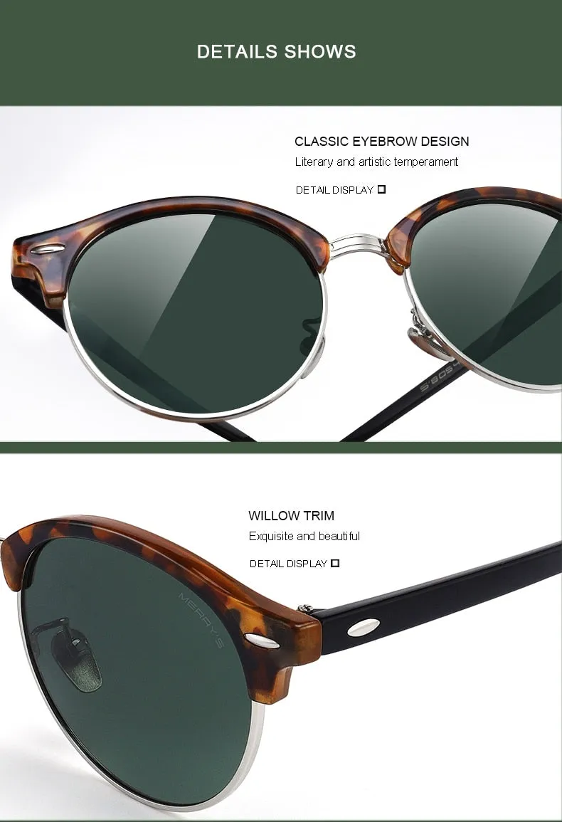 Designer Men Women Classic Retro Rivet Polarized Unisex Glasses Fashion Eyewear UV400 Protection Sunglasses