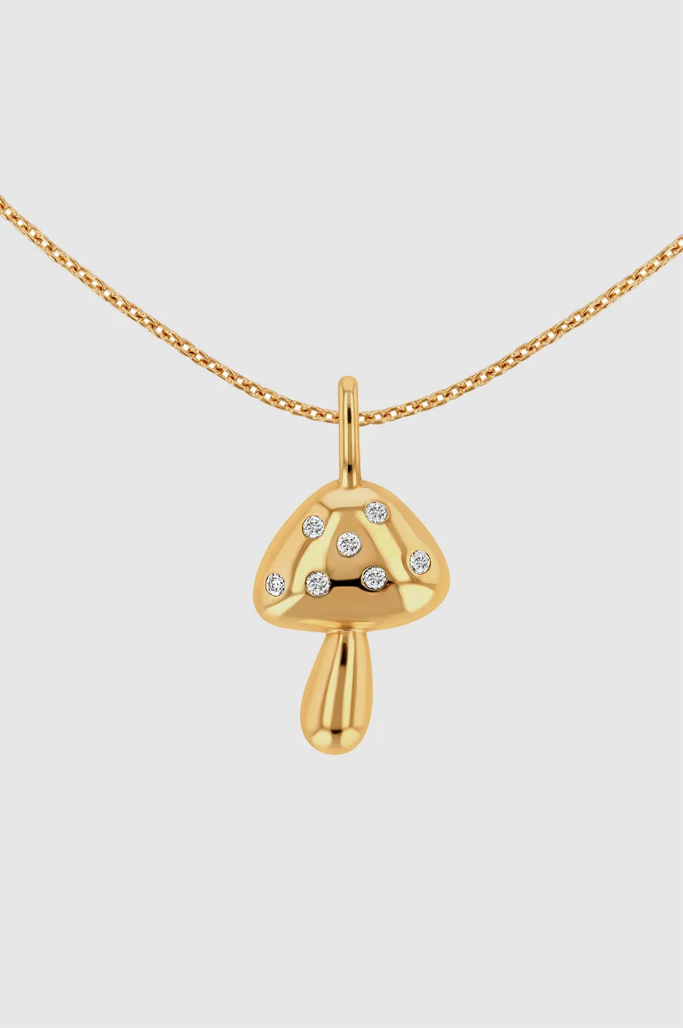 Diamond Mushroom Necklace - 14k Gold