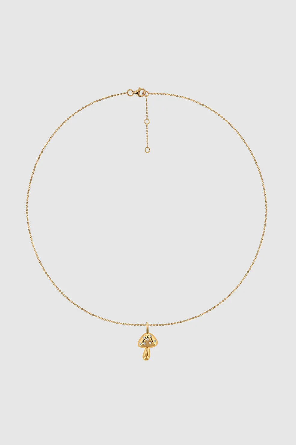 Diamond Mushroom Necklace - 14k Gold