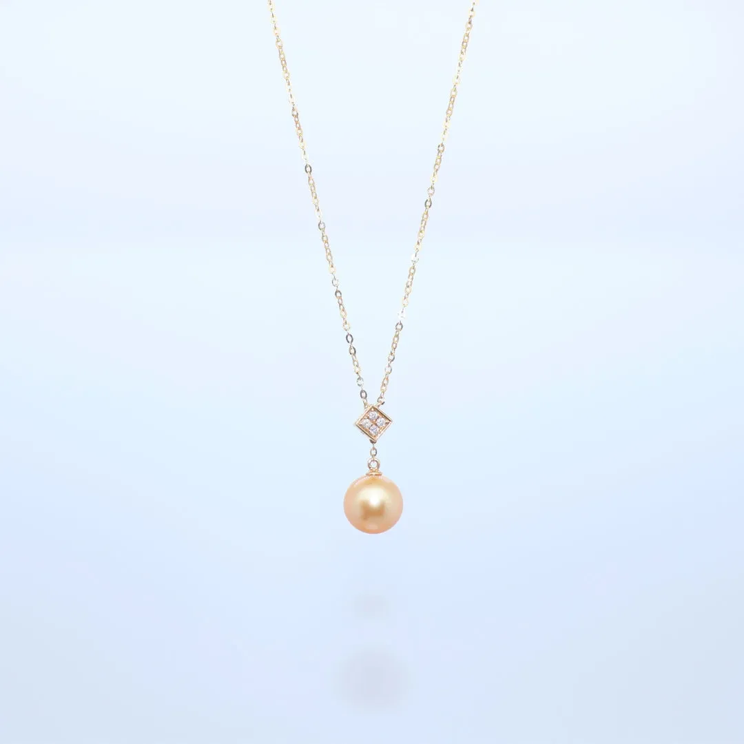 Diamond Pearl Square Pendant Necklace