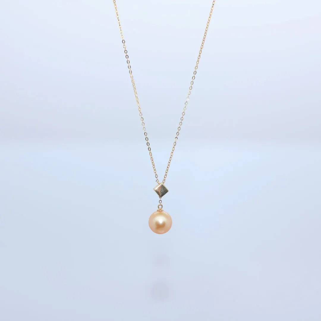 Diamond Pearl Square Pendant Necklace