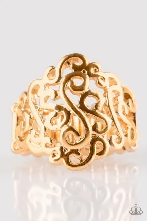 Dizzy Demure Gold Filigree Ring - Paparazzi Accessories