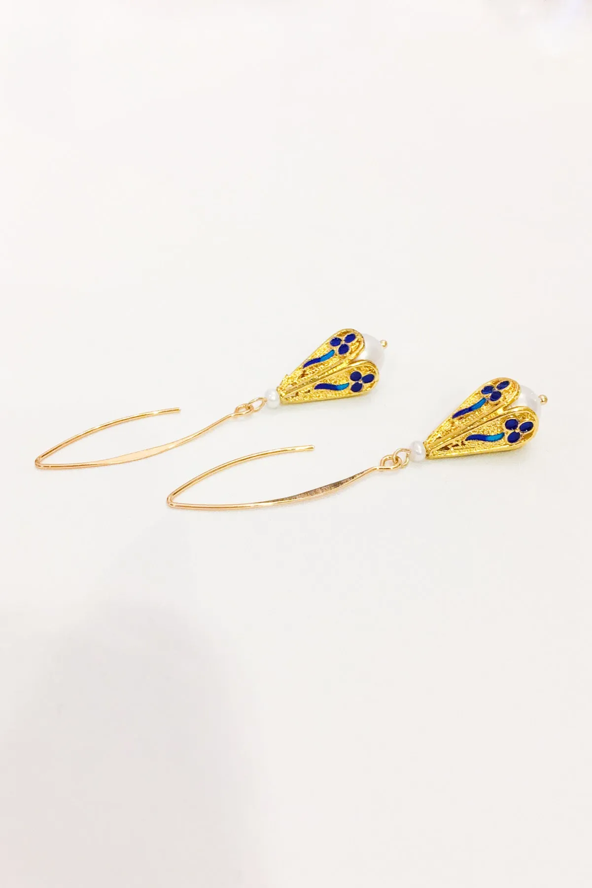 Dominique 18K Gold Enamel Pearl Earrings