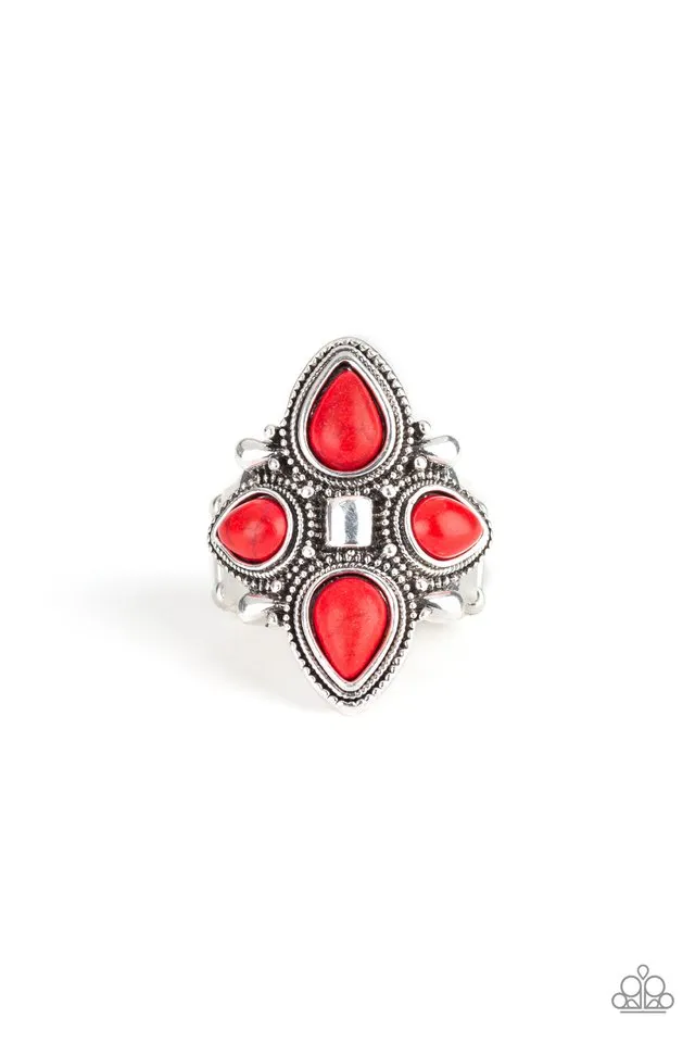 Dune Runner Red Stone Ring - Paparazzi Accessories
