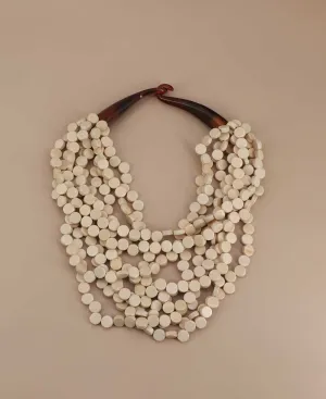 Elegant Beige Twist Wood Necklace