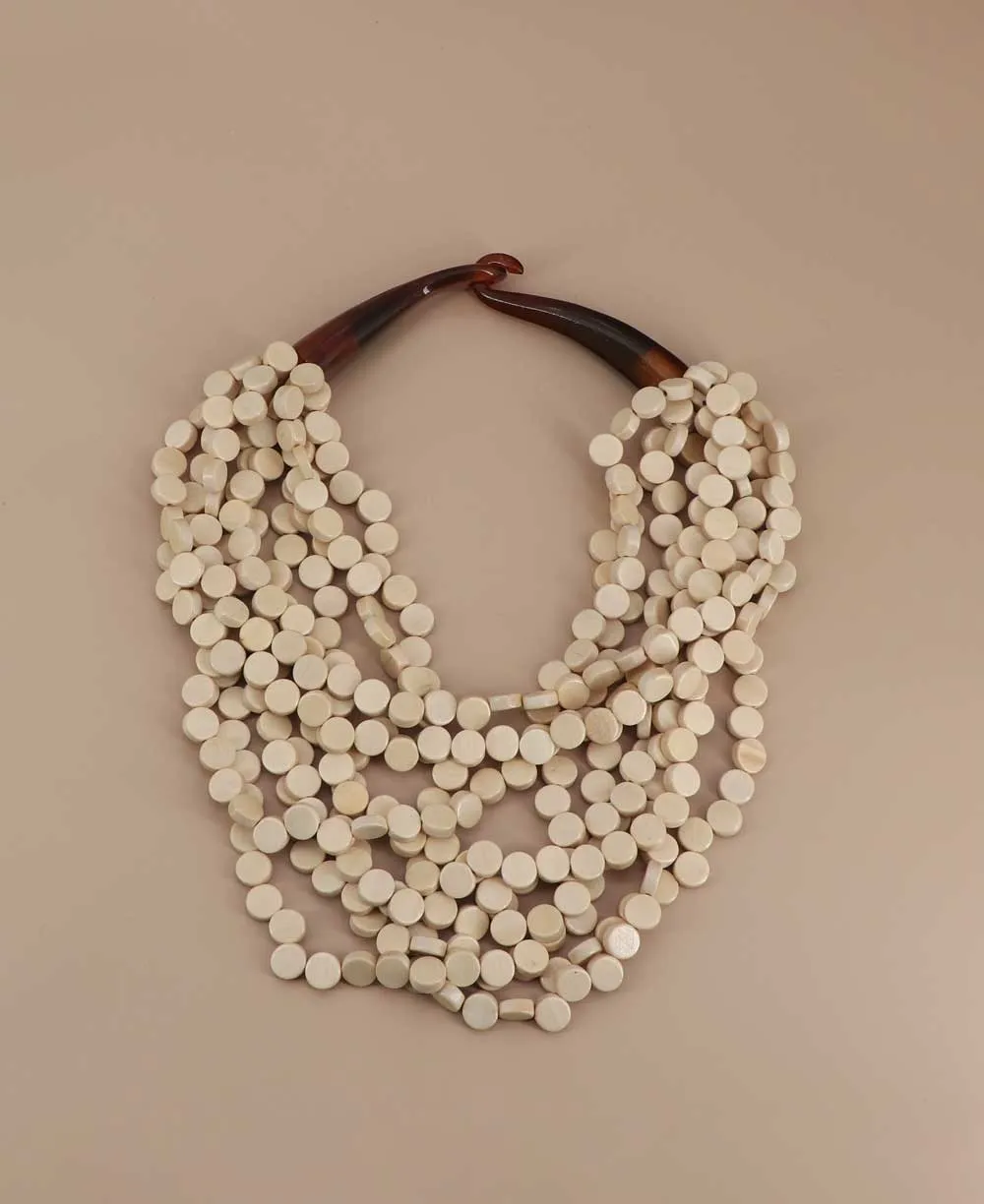 Elegant Beige Twist Wood Necklace