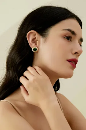 Enora Emerald Crystal Pearl Earrings
