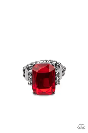 Epic Proportions Red Rhinestone Ring - Paparazzi Accessories