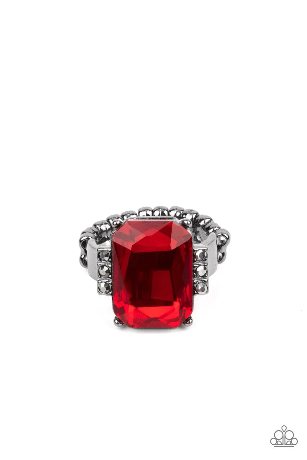 Epic Proportions Red Rhinestone Ring - Paparazzi Accessories