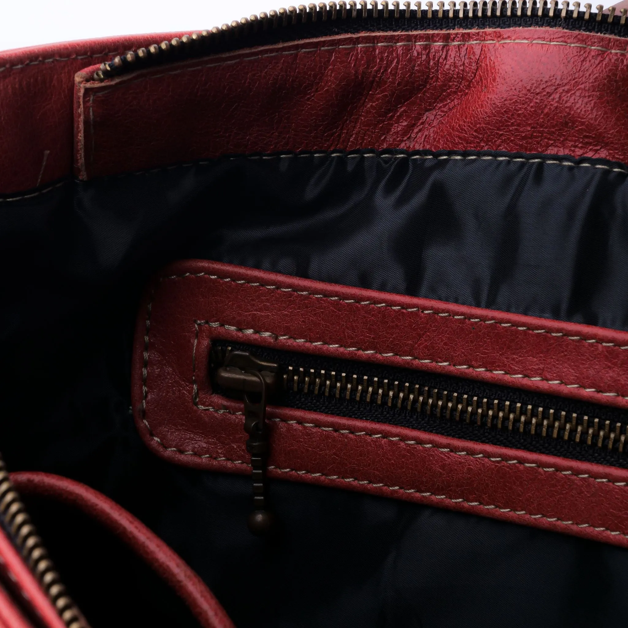 Everyday Women's Leather  Zipper Tote Bag-Candy Red