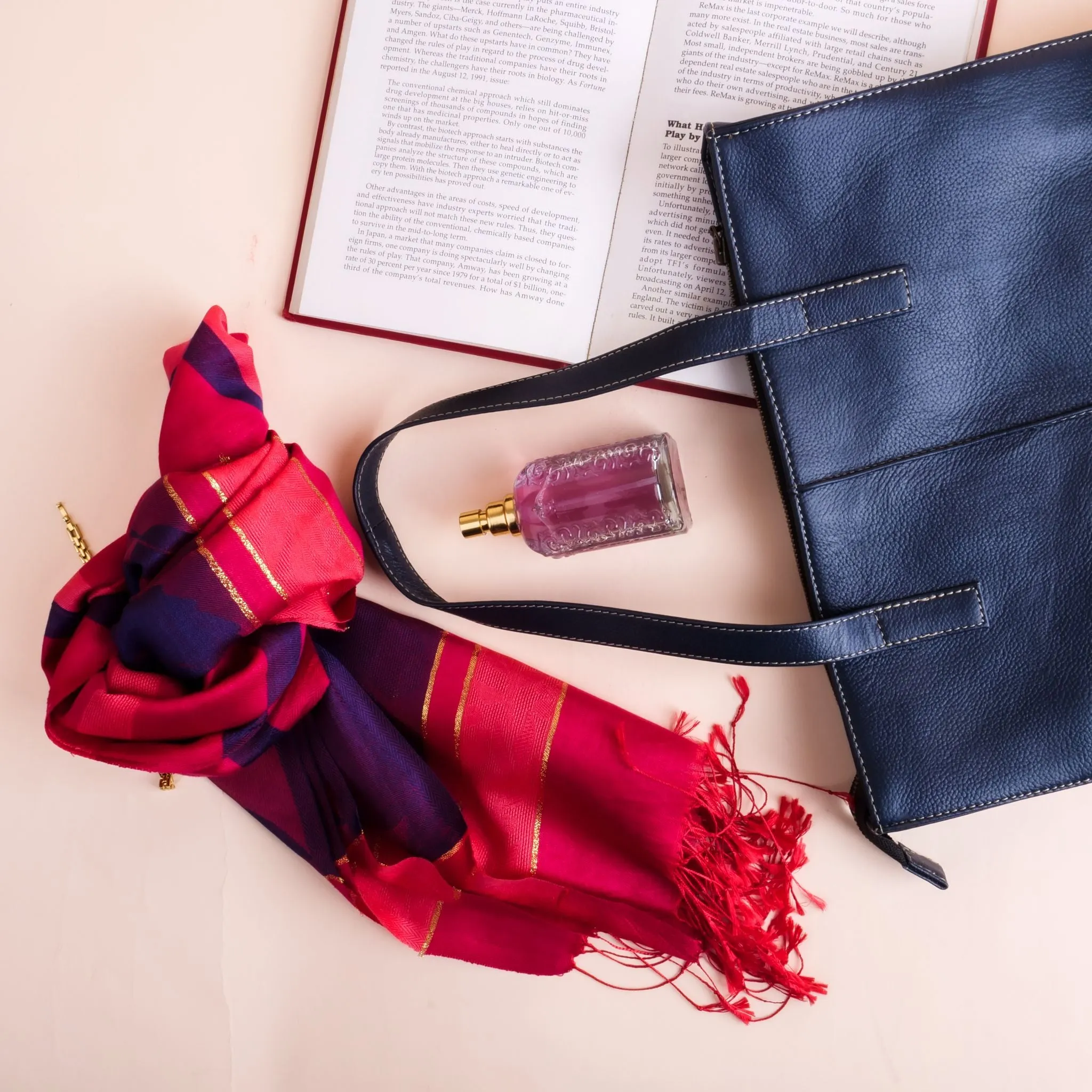 Everyday Women's Leather  Zipper Tote Bag-Midnight Blue