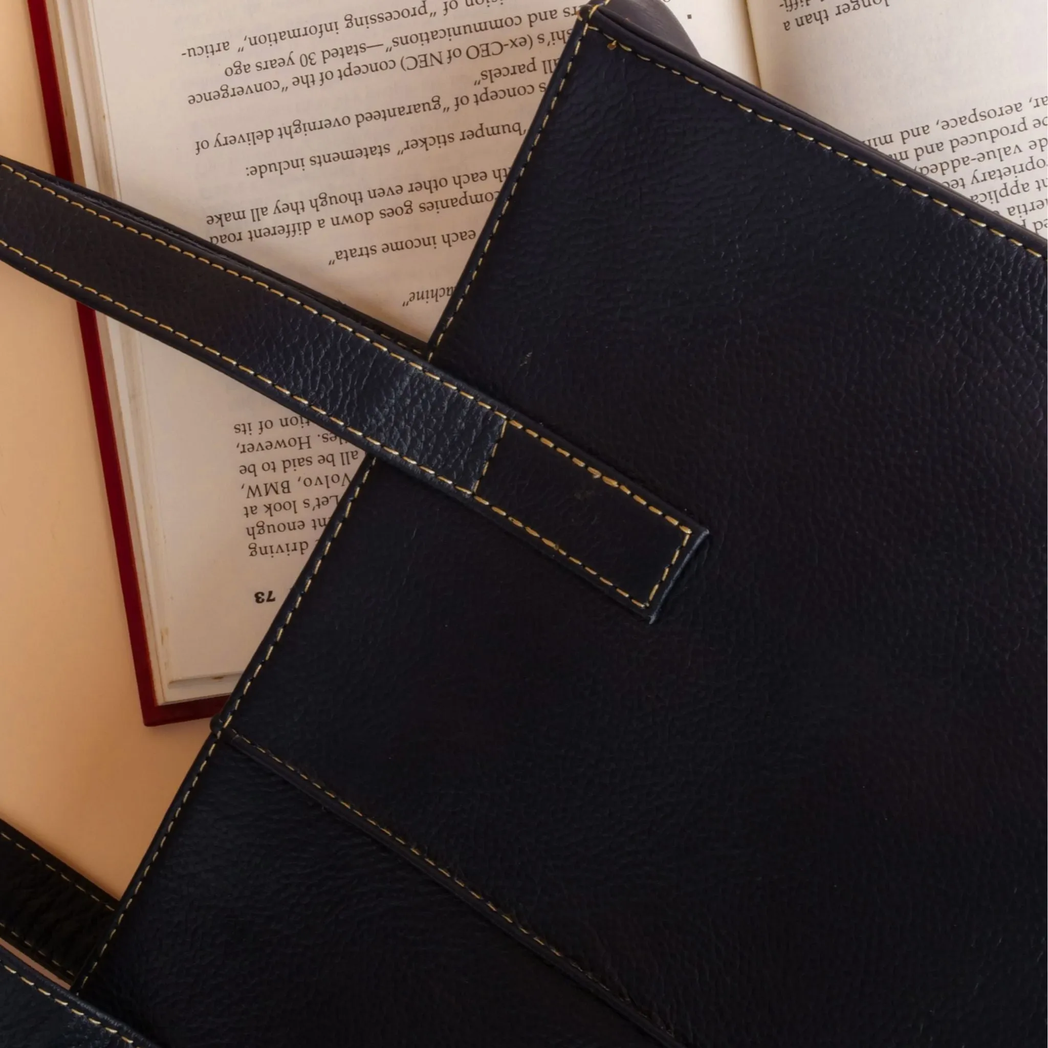 Everyday Women's Leather  Zipper Tote Bag-Midnight Blue