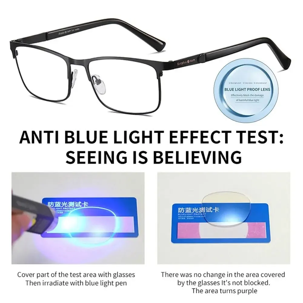 Fashion Metal Frame Simple Vintage Business Reading Glasses Anti-Blue Light Ultra Light Glasses Eye Protection For Men Women