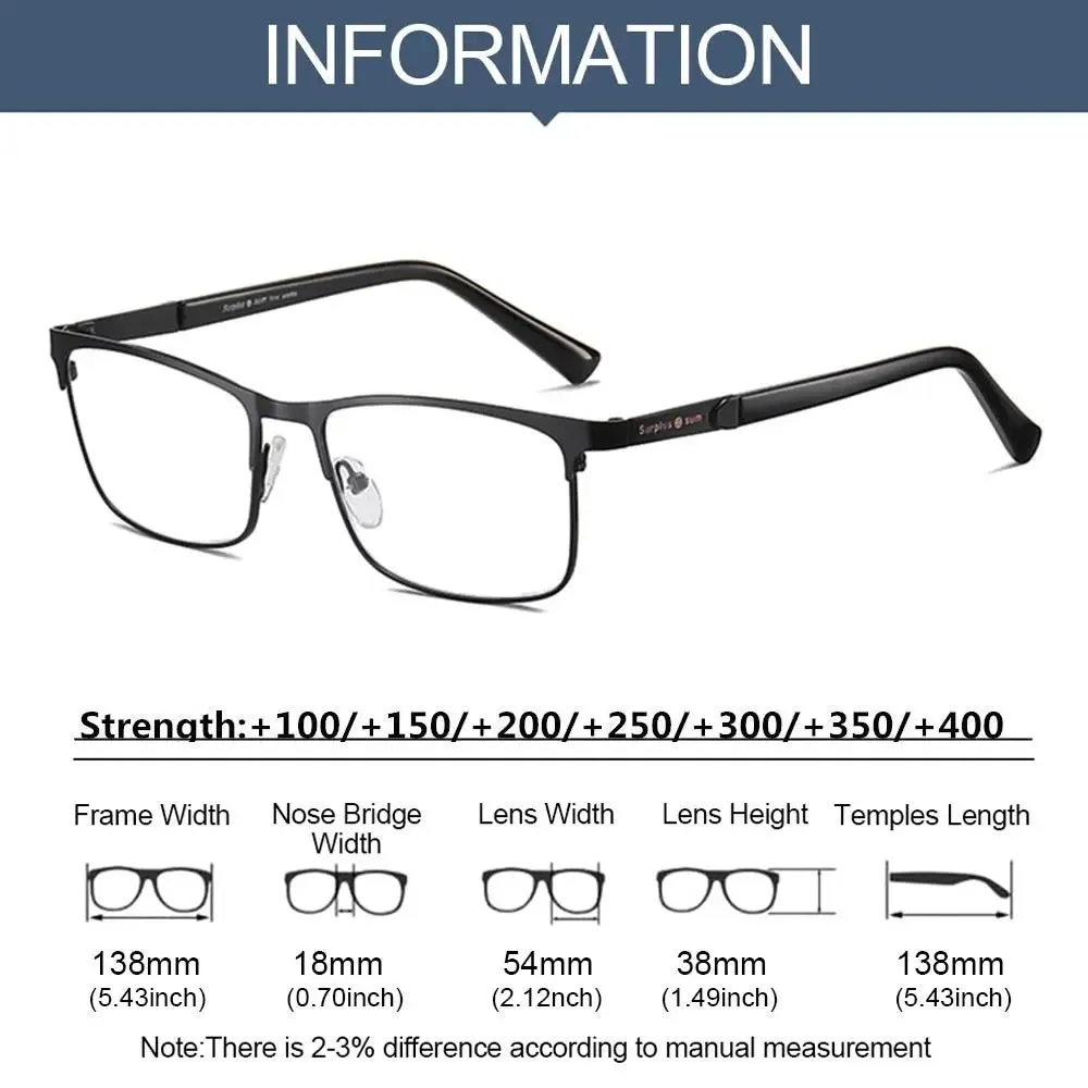 Fashion Metal Frame Simple Vintage Business Reading Glasses Anti-Blue Light Ultra Light Glasses Eye Protection For Men Women