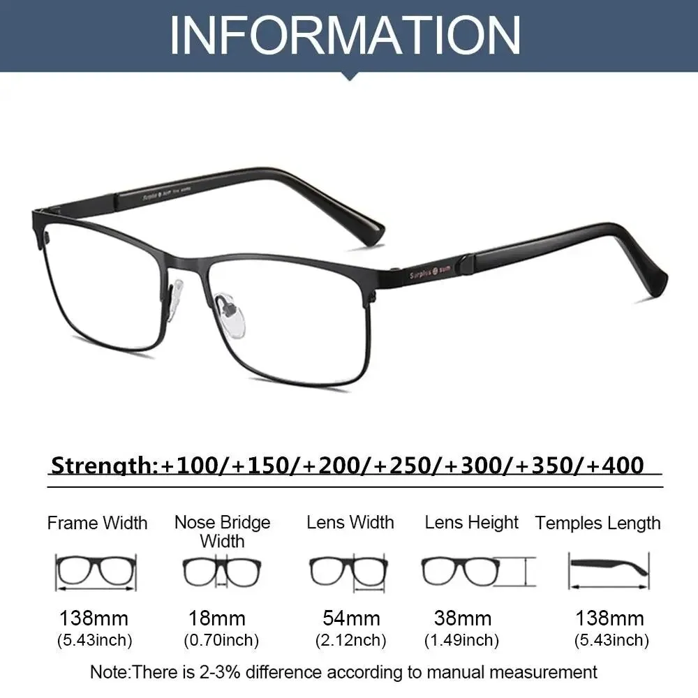 Fashion Metal Frame Simple Vintage Business Reading Glasses Anti-Blue Light Ultra Light Glasses Eye Protection For Men Women