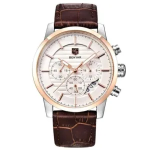Fashionable Casual Small Subdial Leather Strap Men's Quartz Watch