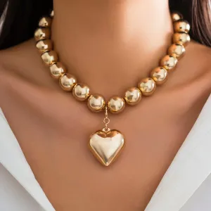 Flytonn-Paris Big Love Heart Pendant Choker Necklace