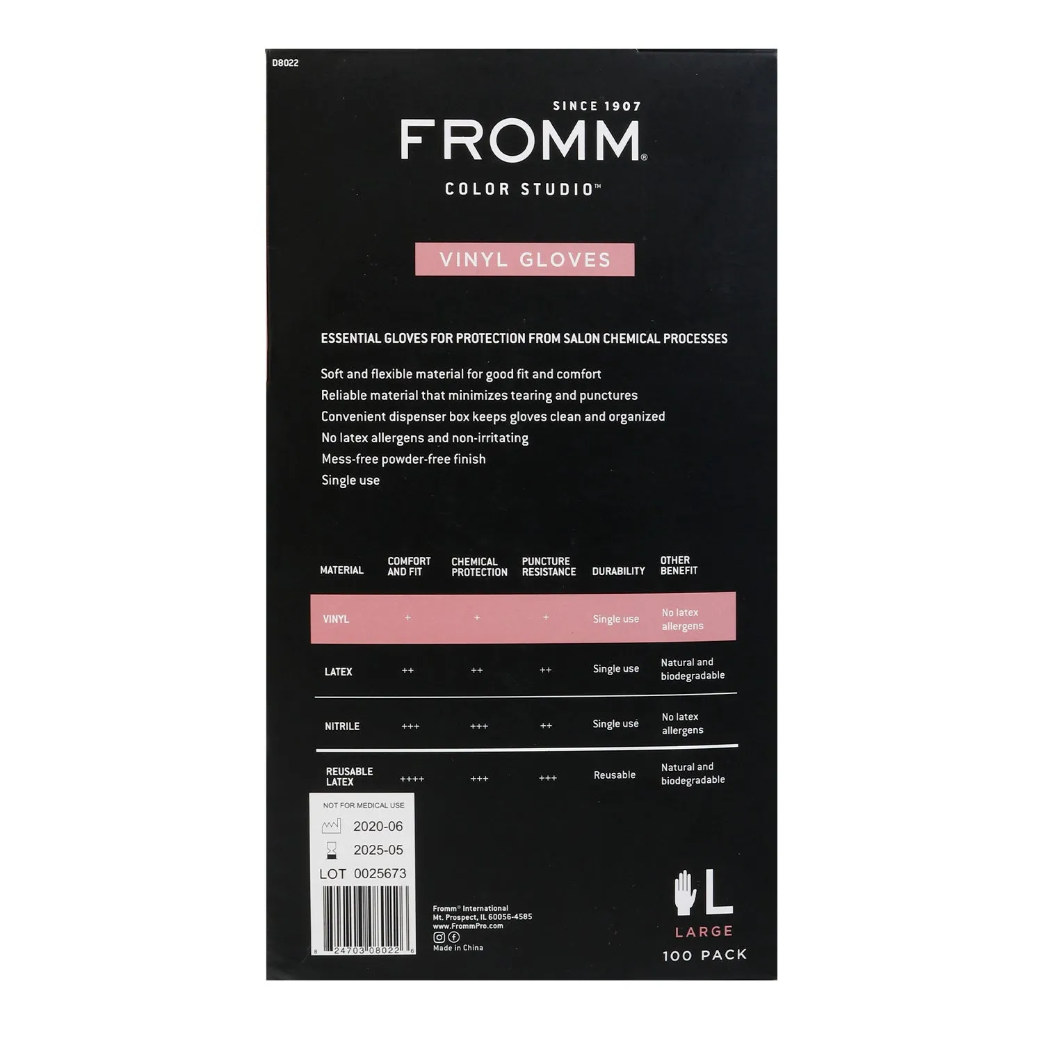 Fromm Color Studio Vinyl Gloves 100pack Large