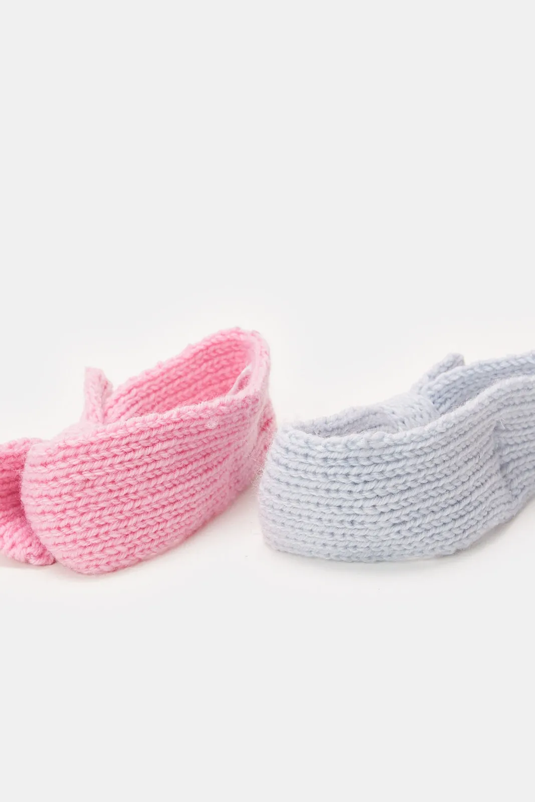 Girls Pink And Grey Embellished Headwarmer Set (Pack of 2)