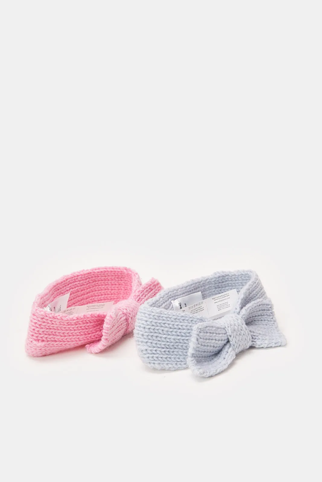 Girls Pink And Grey Embellished Headwarmer Set (Pack of 2)