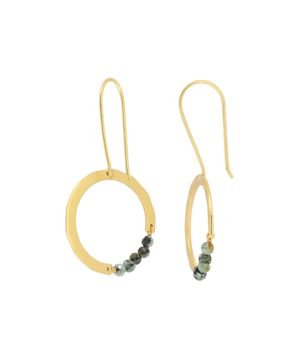 Gold-Plated Hoop Earrings with Turquoise Beads