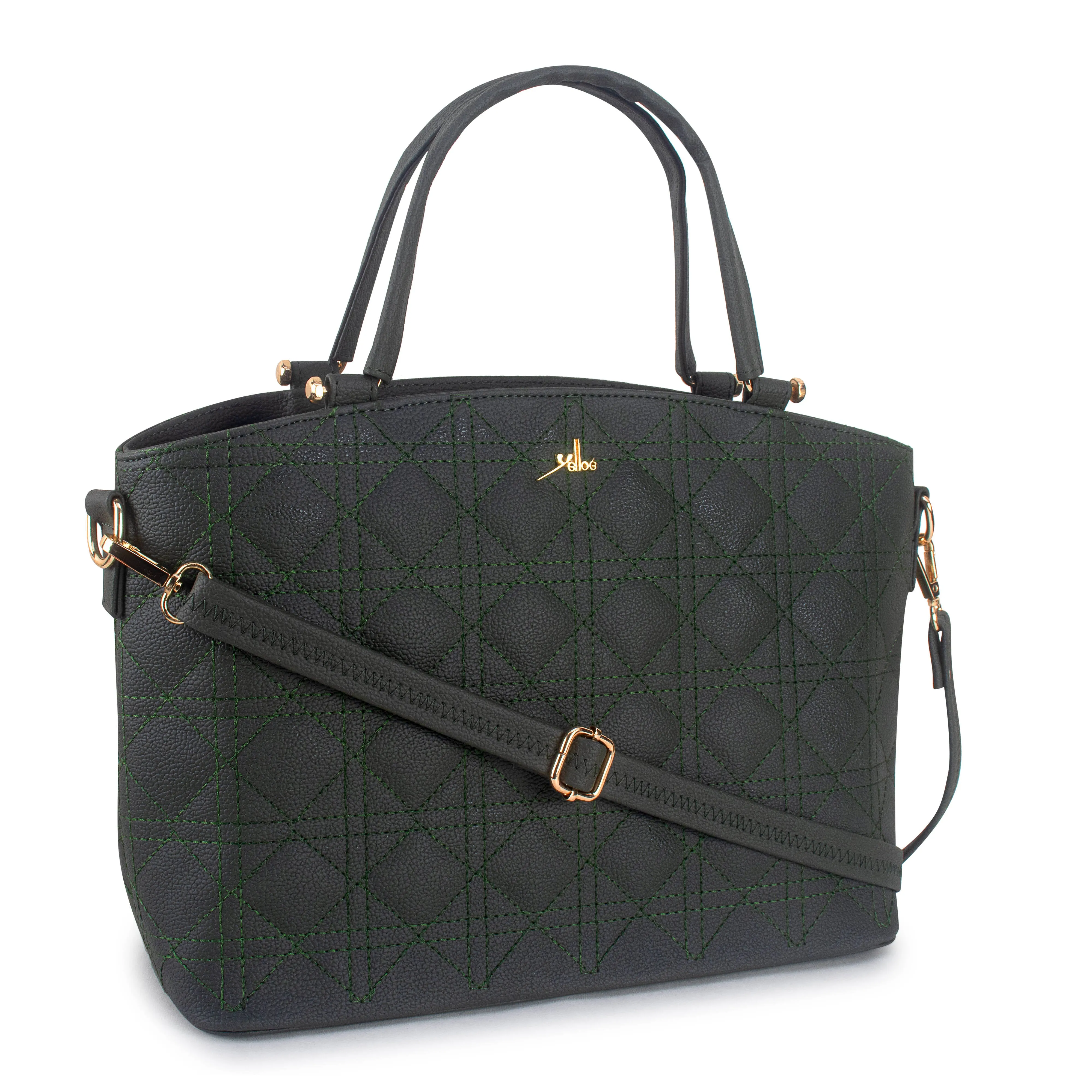 Green Spacious Quilted Hand Bag