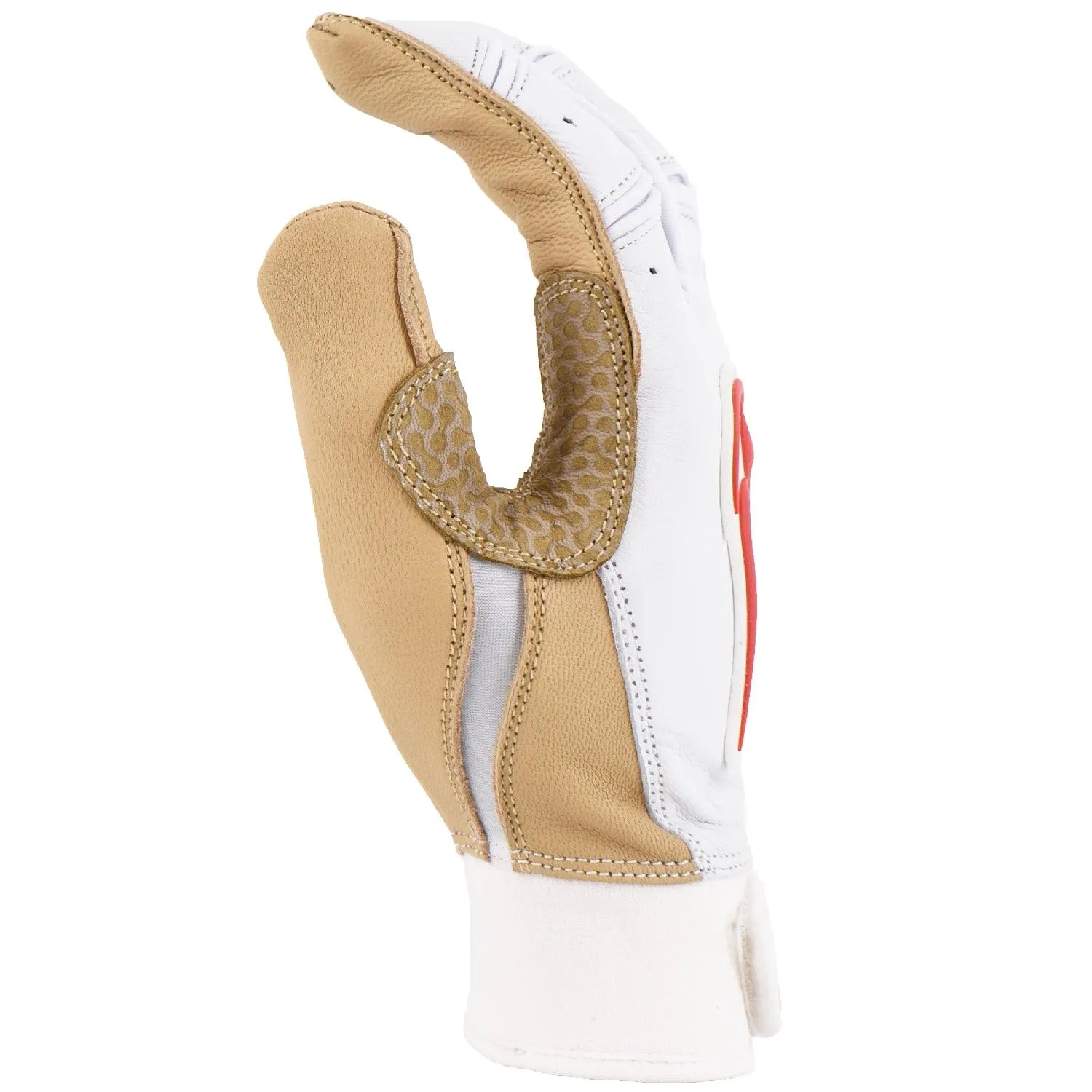 Grindstone Short Cuff Batting Glove - White/Tan/Red