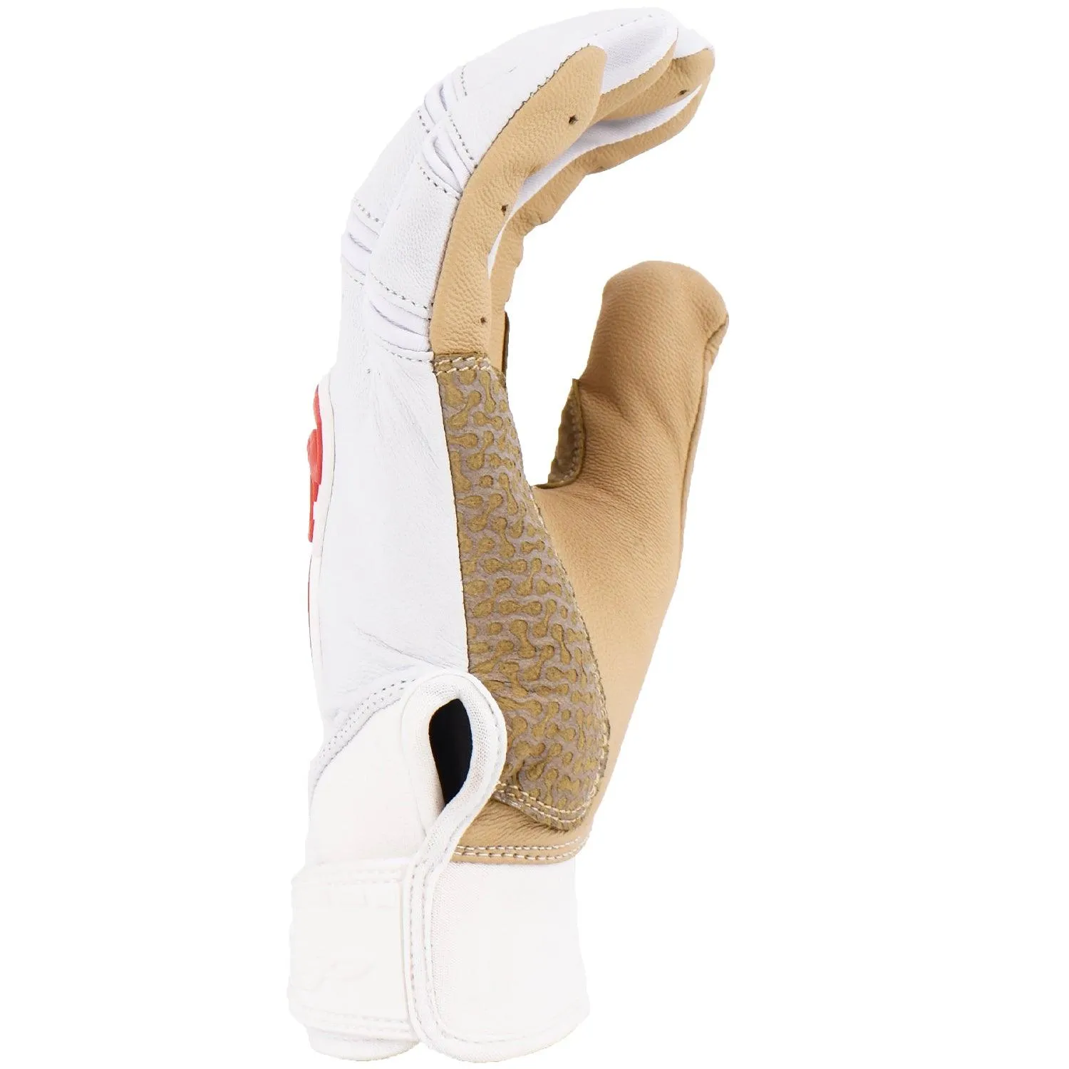 Grindstone Short Cuff Batting Glove - White/Tan/Red