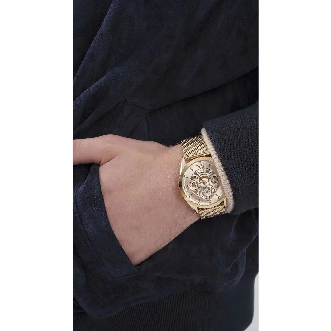 Guess Tailor 42 mm Size Gold Dial Men Analog Watch - GW0368G2