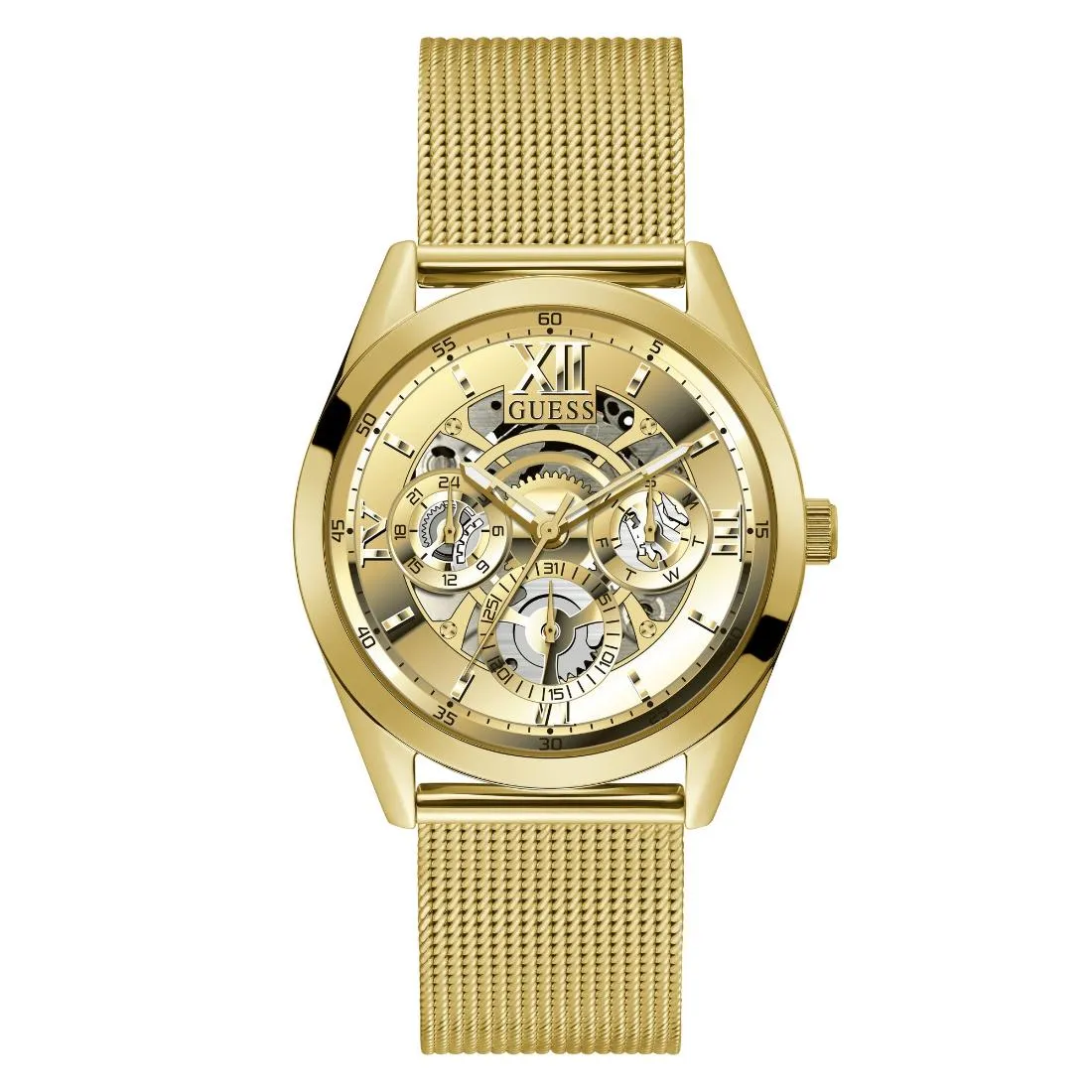 Guess Tailor 42 mm Size Gold Dial Men Analog Watch - GW0368G2
