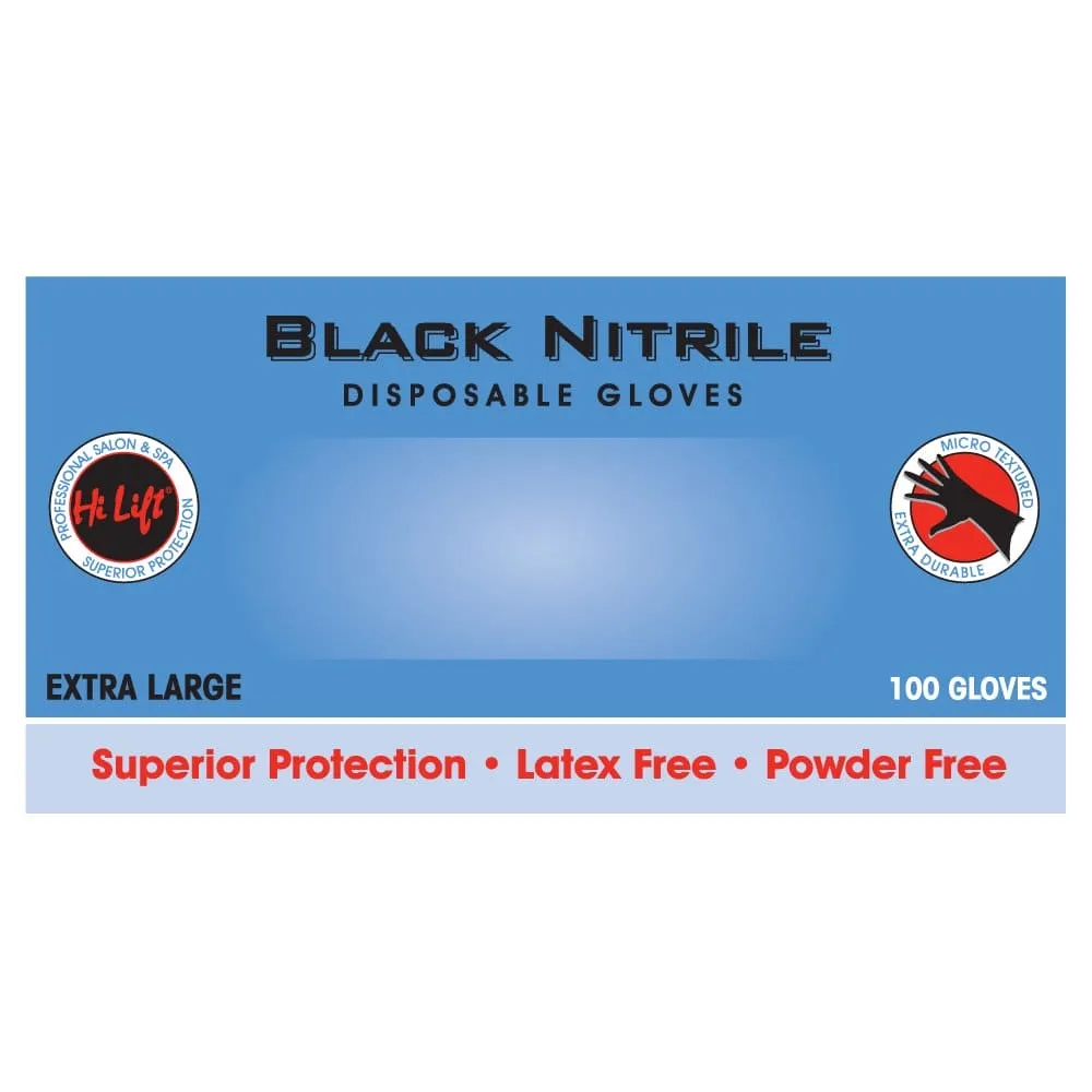 Hi Lift Black Nitrile Gloves (100pcs) Extra Large