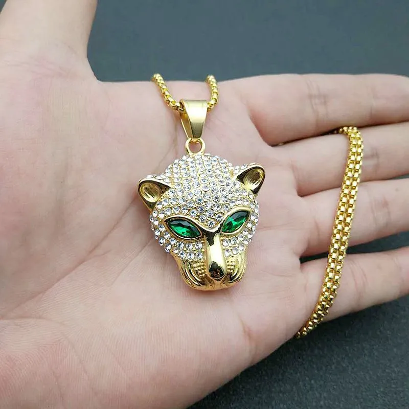 Iced Out Leopard Pendant Necklace