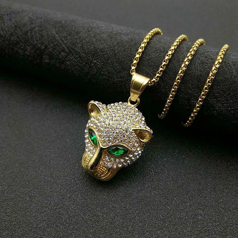 Iced Out Leopard Pendant Necklace