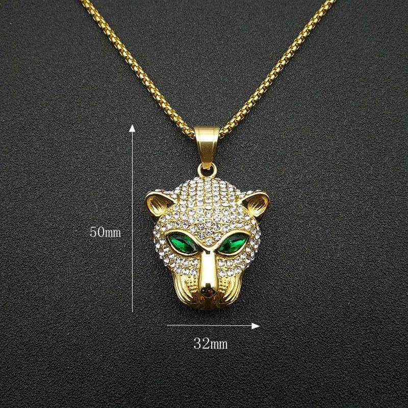 Iced Out Leopard Pendant Necklace