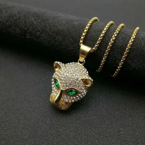 Iced Out Leopard Pendant Necklace