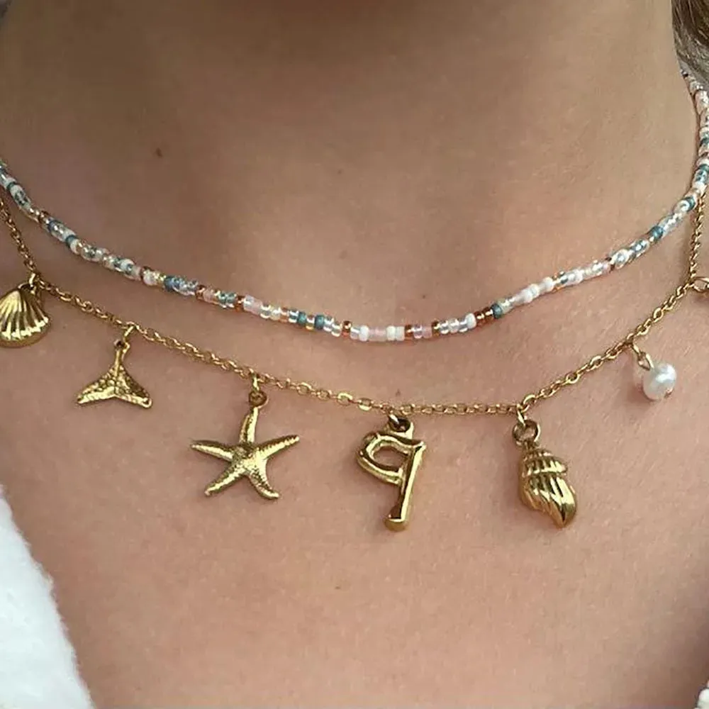 Initial Charm Necklace - Gold