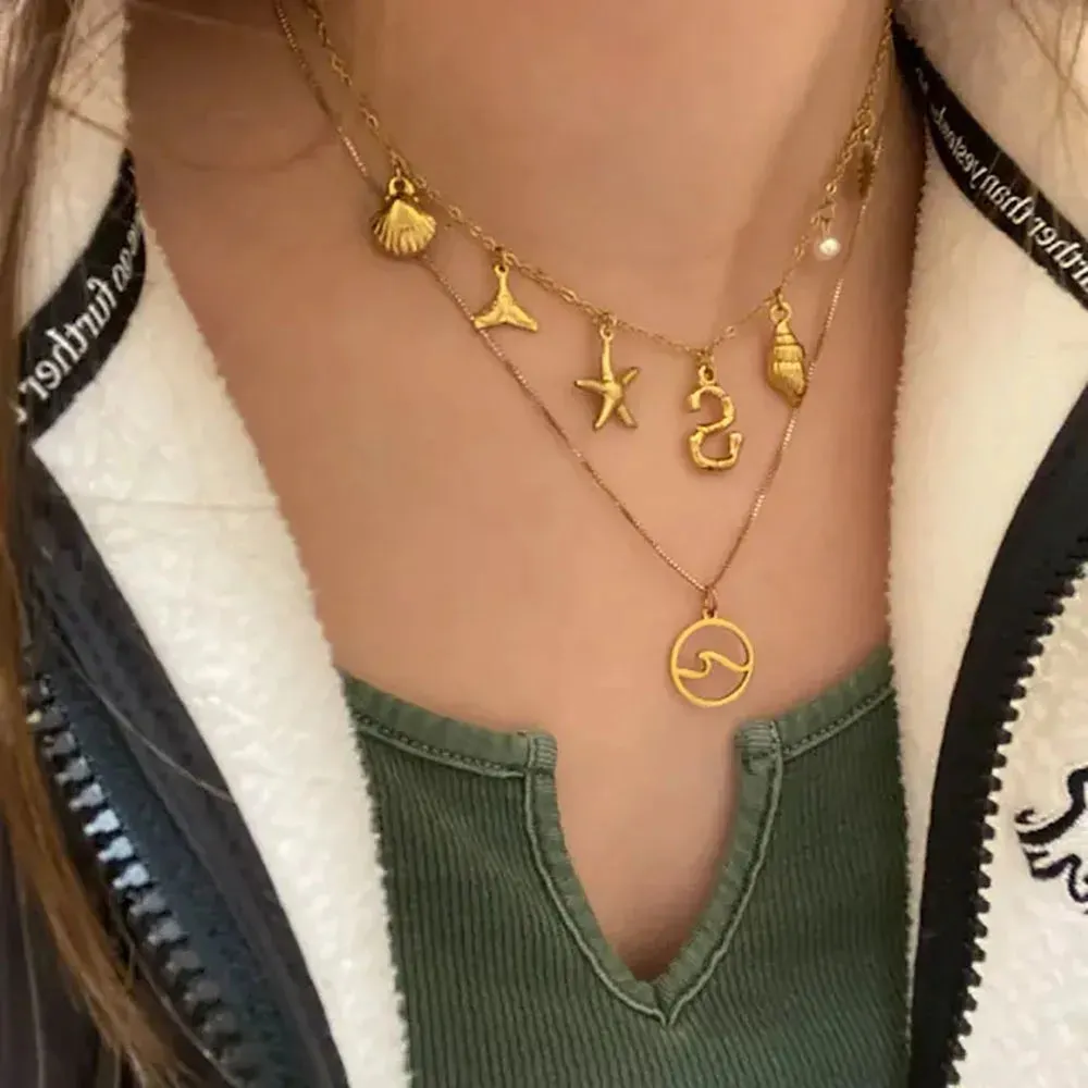 Initial Charm Necklace - Gold
