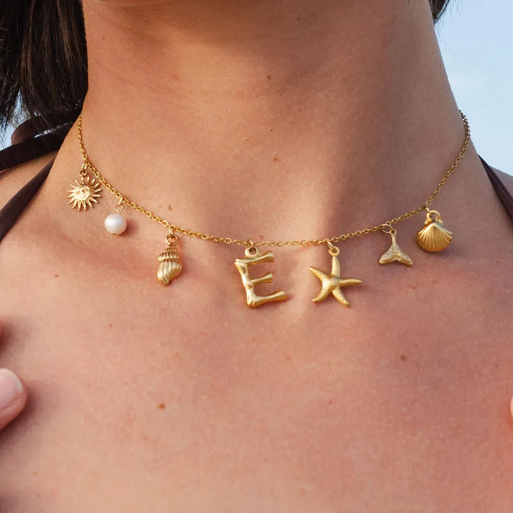 Initial Charm Necklace - Gold