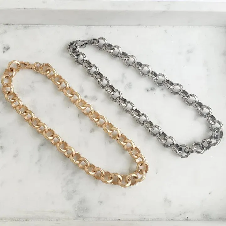 Jumbo Hammered Rolo Necklace