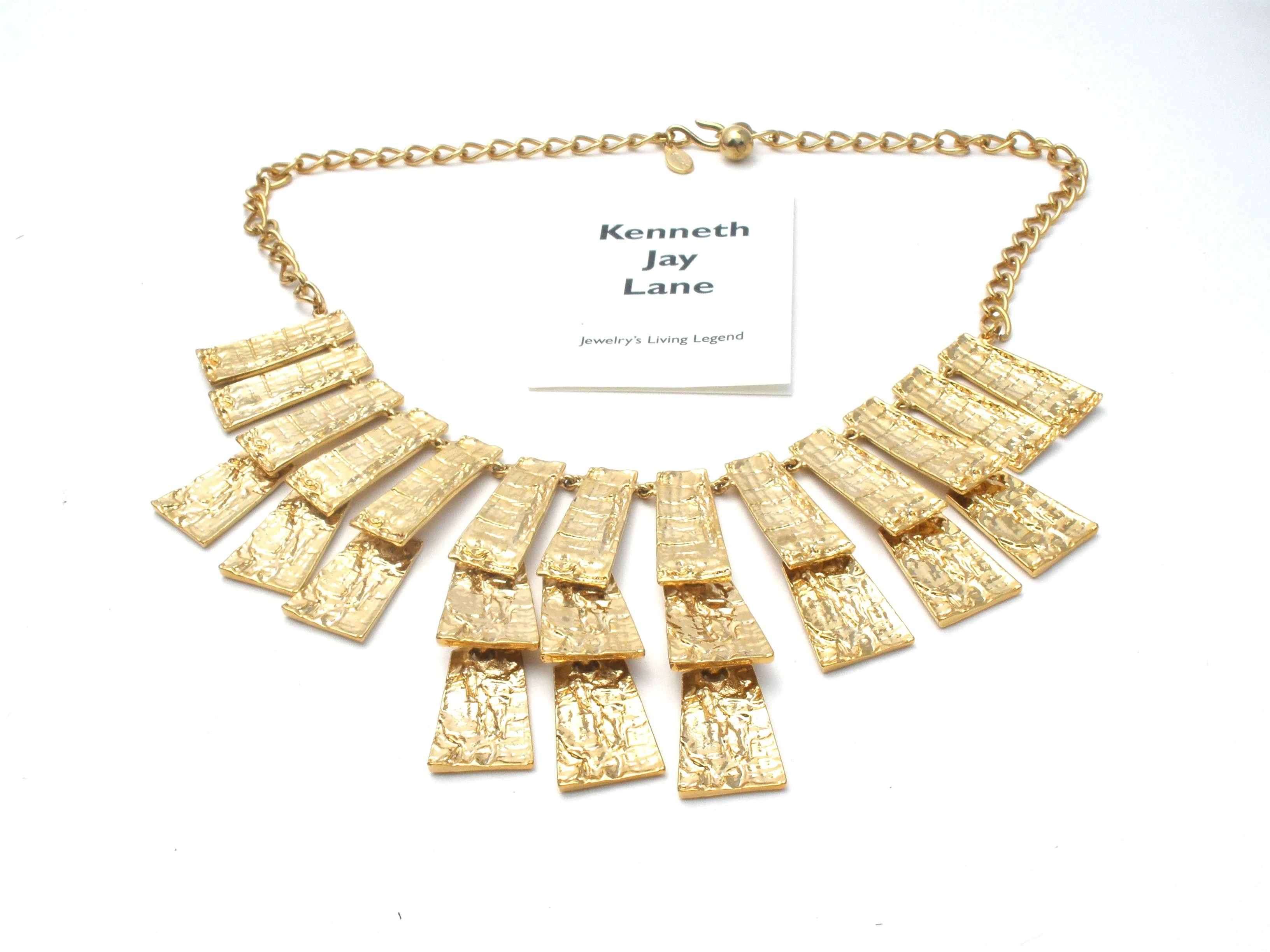 Kenneth Jay Lane Gold Tone Bib Necklace