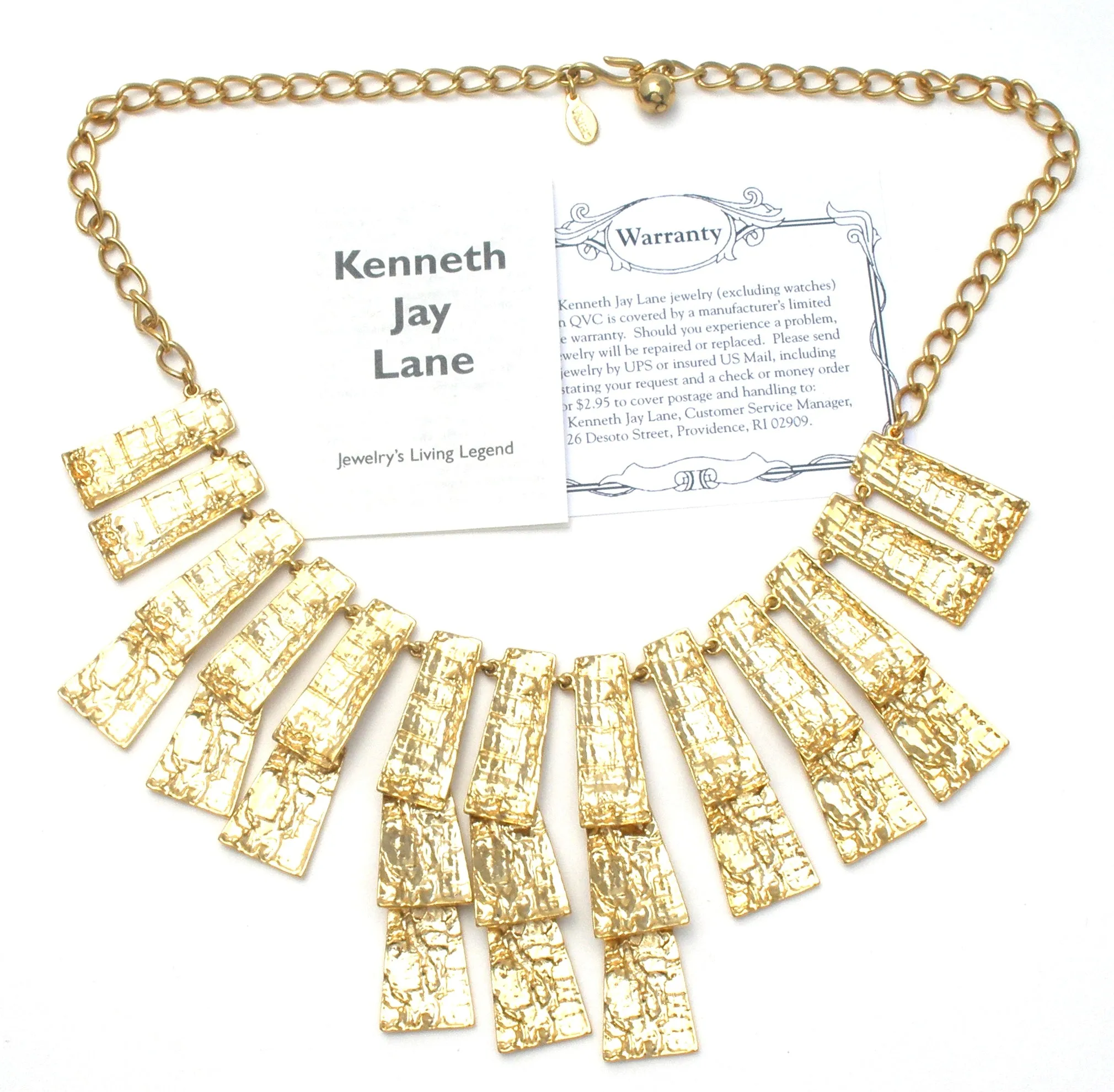 Kenneth Jay Lane Gold Tone Bib Necklace