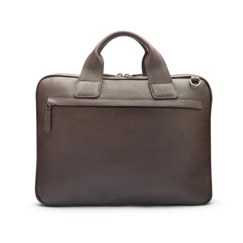 Kingston Leather 13” Laptop Briefcase - Brown With Gunmetal