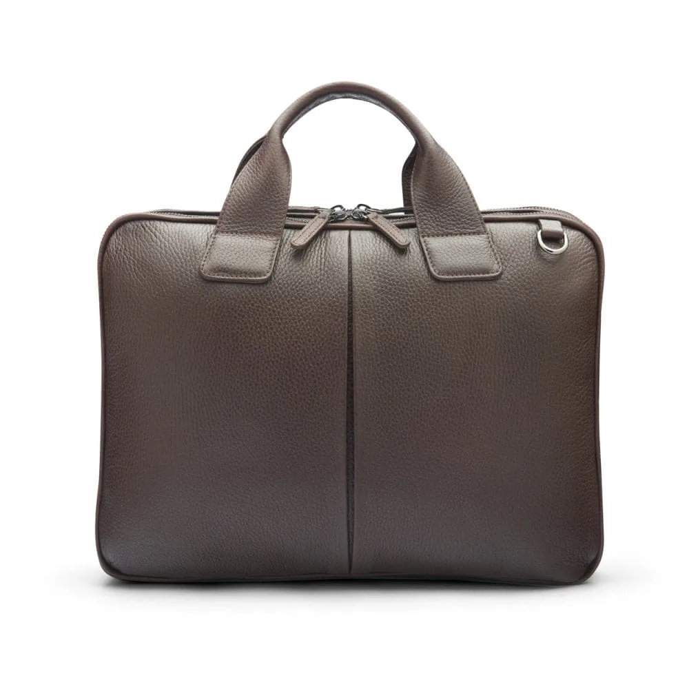 Kingston Leather 13” Laptop Briefcase - Brown With Gunmetal
