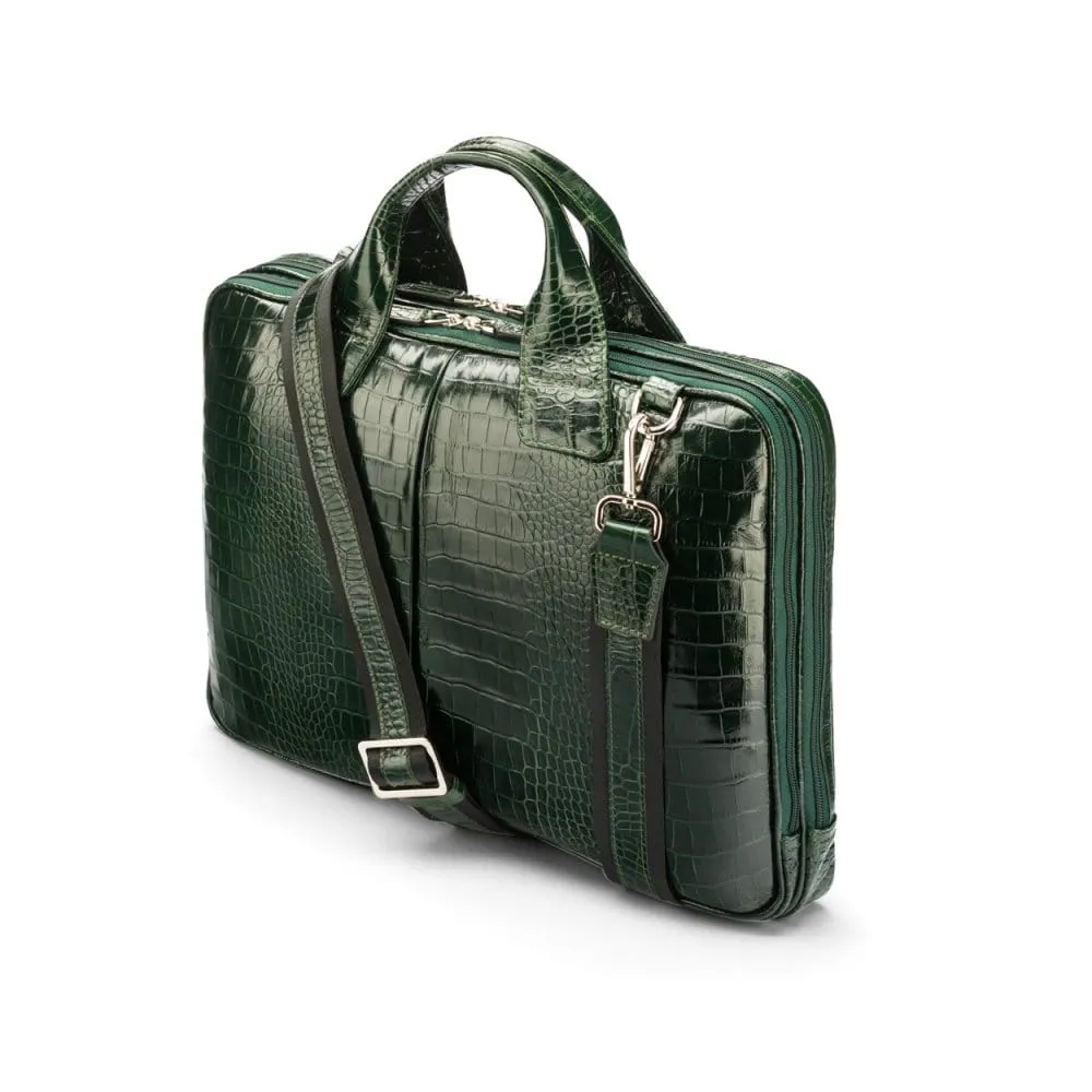 Kingston Leather 13” Laptop Briefcase - Green Croc